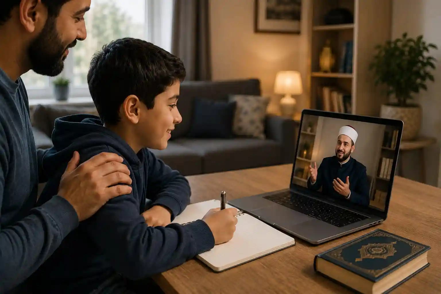 Child Learning Tajweed Online with Parent Support