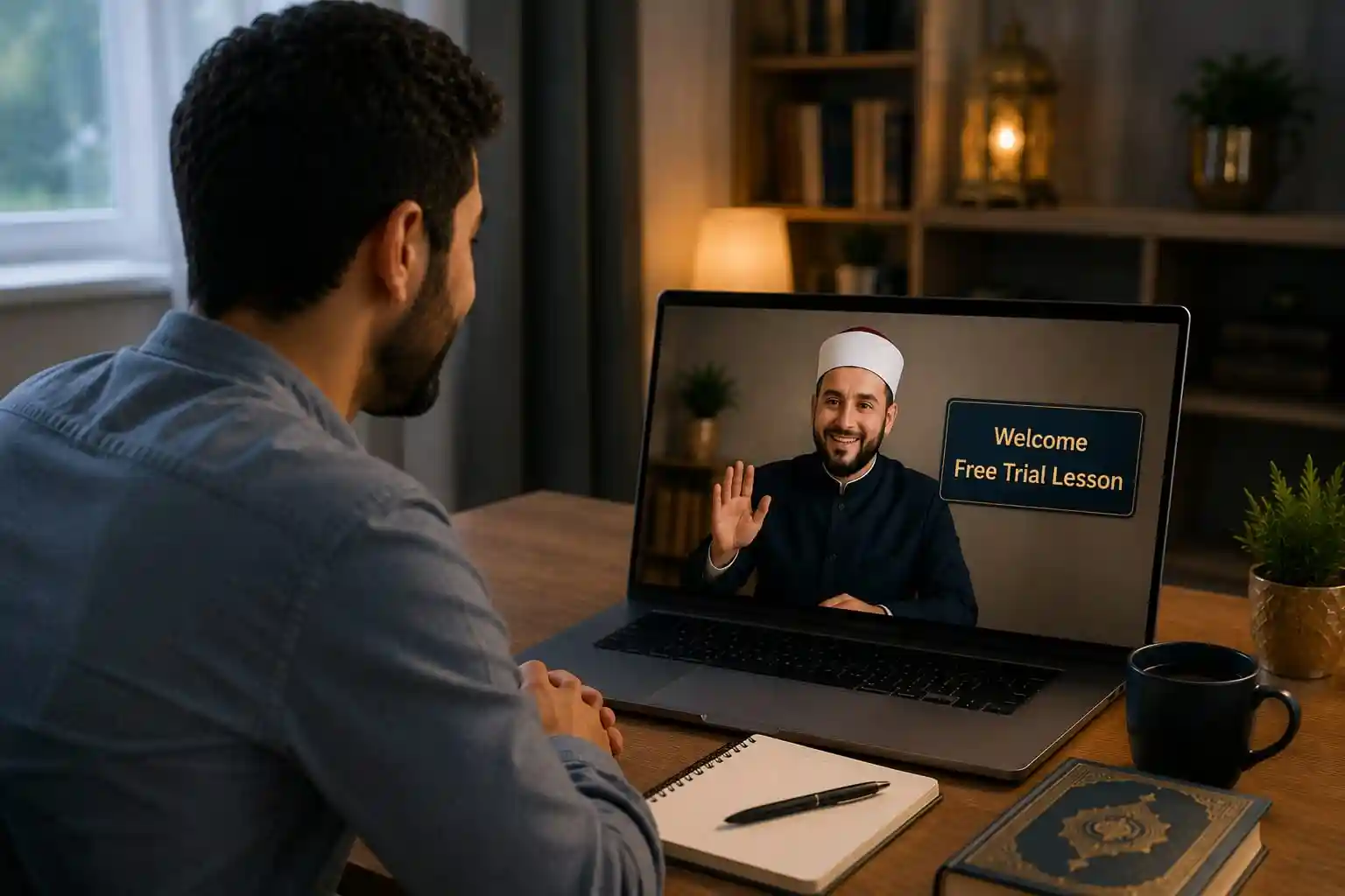 Student Attending a Free Online Tajweed Trial Lesson