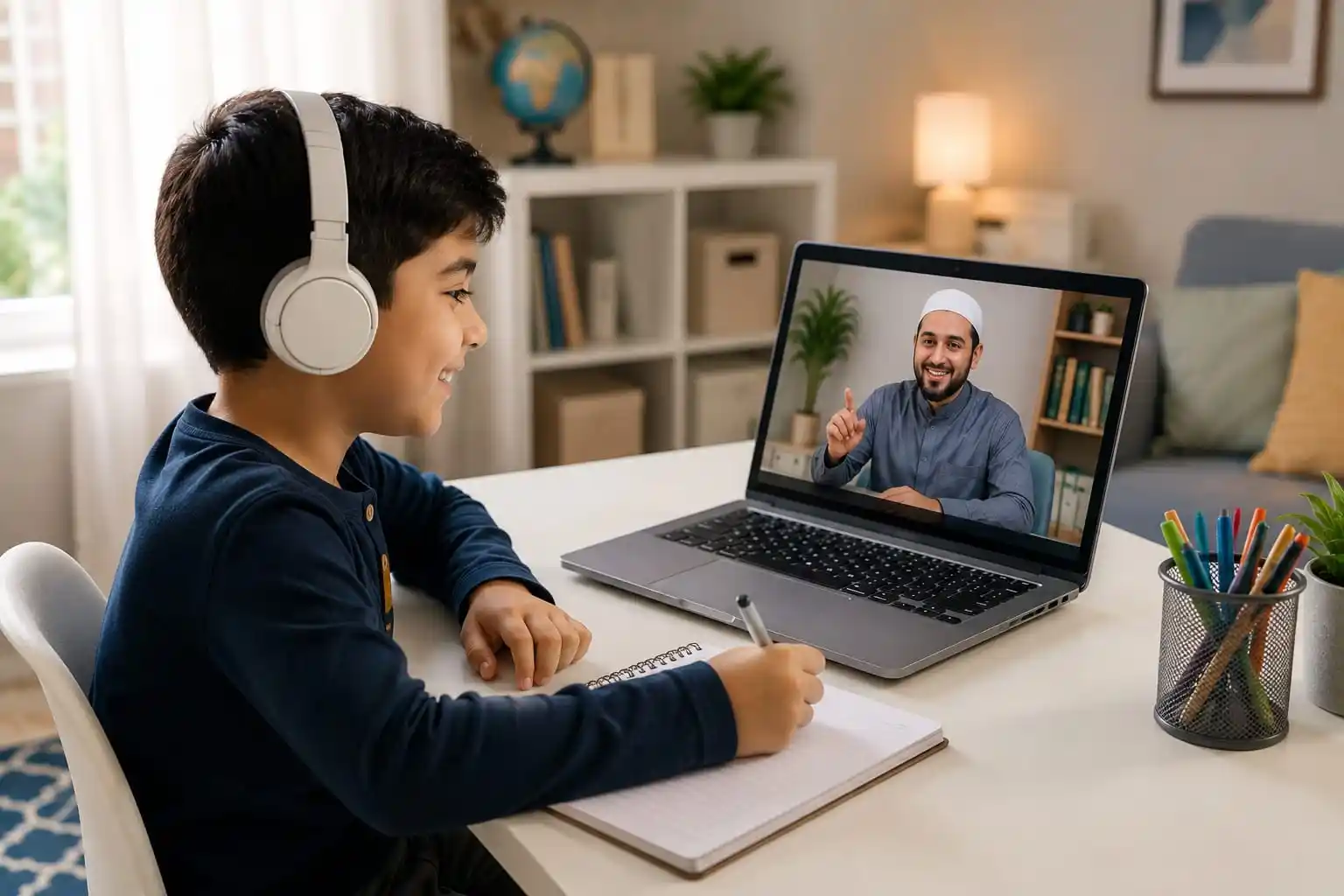 Student Learning Quran Online with a Teacher