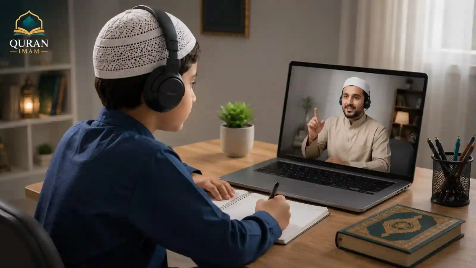 Child studying Quranic Arabic with personalised one-to-one online instruction.