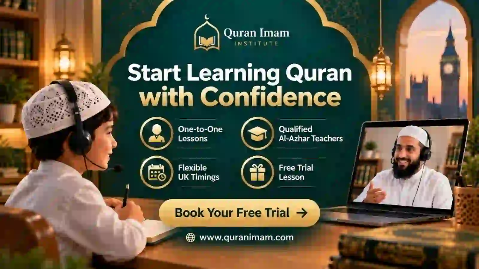 Start learning Quran with confidence with one-to-one lessons at Quran Imam Institute
